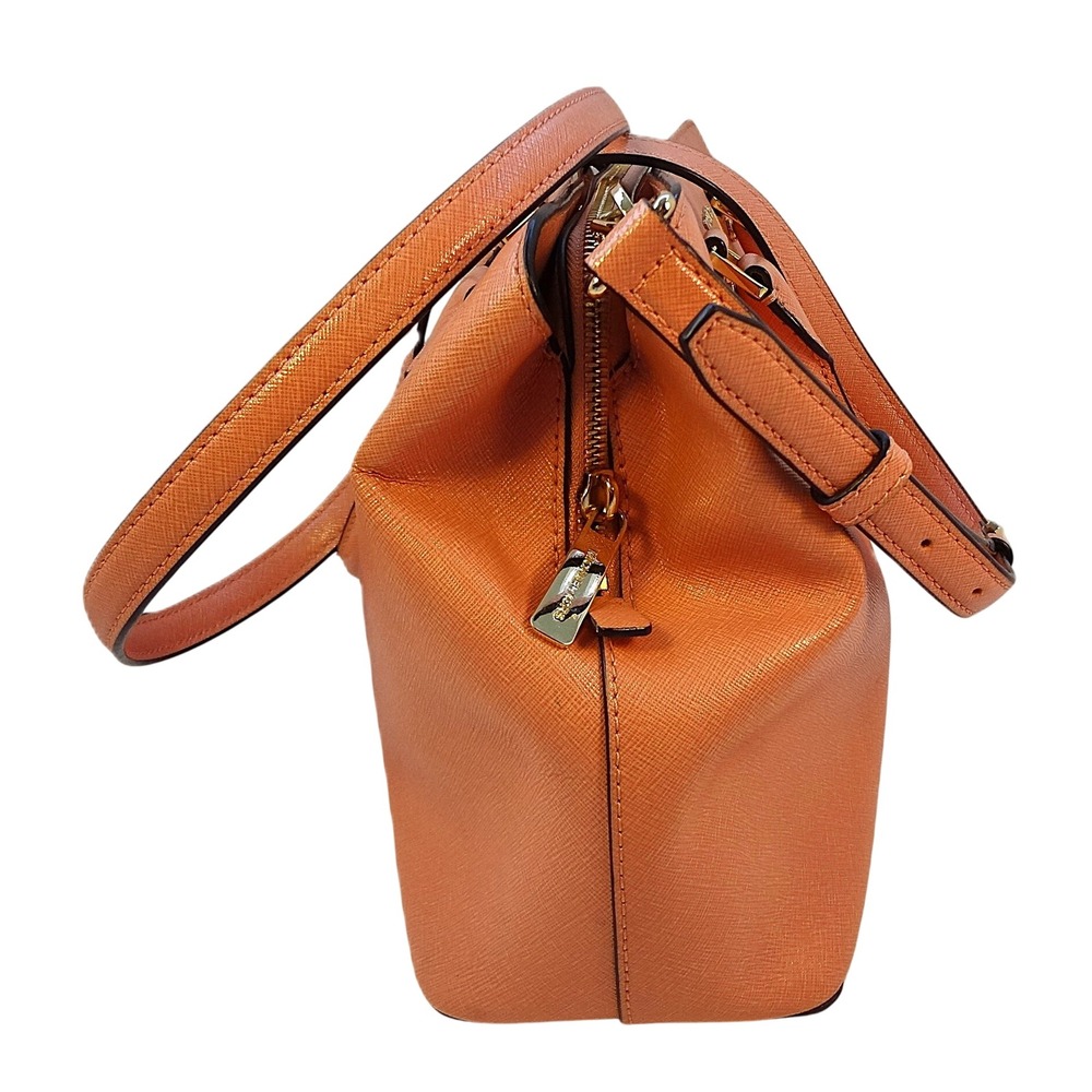 Michael Kors Savannah Large Orange Leather Tote Shoulder Bag Crossbody Handbag - Picture 4 of 11